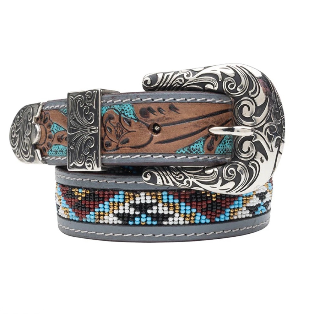 NWT in Heavy Canvas Dust Bag Myra Bag Leather & Beaded Western Belt with Buckle - Picture 1 of 9